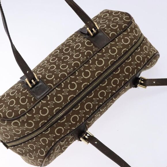 Celine Vintage Macadam Handbag Macadam Brown Canvas Bag (Pre-Owned)